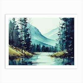 Mountain Forest Alcohol Ink 2. Art Print