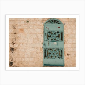 Iron Door In Brick Wall In Tel Aviv Art Print