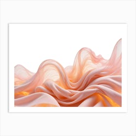 A Soft, Flowing Pink Fabric With A Gentle Light Emanating From Below, Creating A Beautiful Abstract Design Against A White Background Art Print