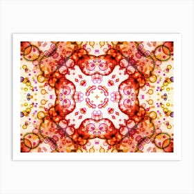 Red Watercolor Flower Pattern Art Print