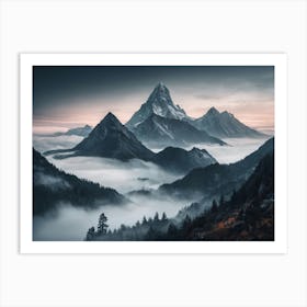 Mountains In The Fog Art Print