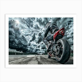 Rider On Red Bike (17) Art Print