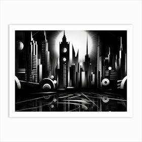 Metropolis Abstract Black And White 3 Art Print