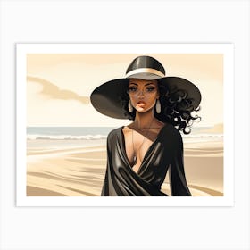 Illustration of an African American woman at the beach 77 Art Print
