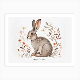 Little Floral Arctic Hare 1 Poster Art Print