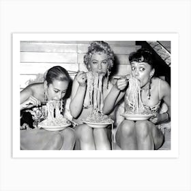 Women Eating Spaghetti Art Print