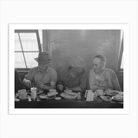 Untitled Photo, Possibly Related To Men Who Work On Mechanical Hop Picking Machines Have Lunch At The Company Art Print