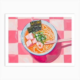 Pho Soup Pink Checkerboard 2 Art Print