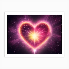 A Colorful Glowing Heart On A Dark Background Horizontal Composition 25 Art Print