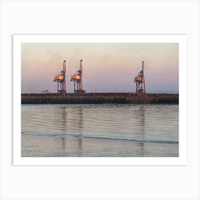 Cranes At Dusk Port Talbot Art Print