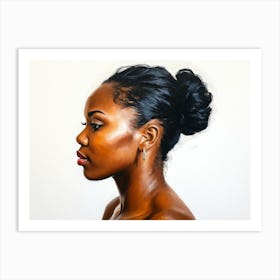 Side Profile Of Beautiful Woman Oil Painting 113 Art Print