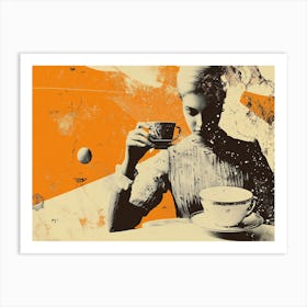 Woman Drinking Tea Art Print