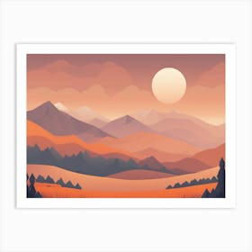 Misty mountains horizontal background in orange tone 20 Art Print