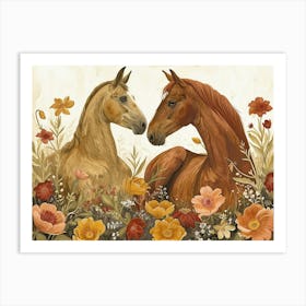 Floral Animal Illustration Horse 3 Art Print