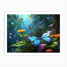 Butterfly In The Forest Art Print