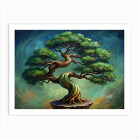 Bonsai Tree With Green Foliage And Twisted Branches Art Print