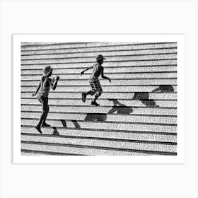 On The Stairs  Art Print