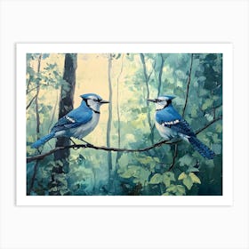 Bluejays In The Woods 1 Art Print