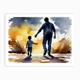 Father And Son Walking Father's Day 3 Art Print