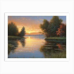 Quiet Lakeside In The Twilight Art Print