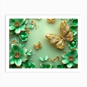 Emerald Green Butterflies Art Print