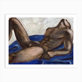 Male Nude On Blue - Anton Maliar painting man homoerotic erotic adult mature bedroom painting Art Print