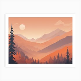 Misty mountains horizontal background in orange tone 82 Art Print