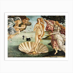 Black Cat Sandro Botticelli S The Birth Of Venus Landscape Art Print