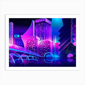 Synthwave Neon City - New York 1 Art Print