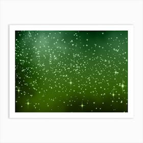 Green Shades Shining Star Background Art Print