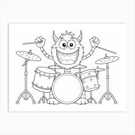 Monster Playing Drums Art Print