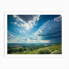 A Landscape Composition During Spring Transformation Into Summer Cumulus Clouds Dominating The High (5) Art Print