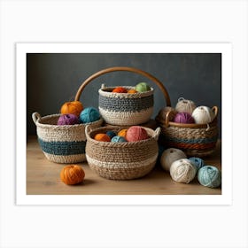 Baskets Of Yarn Art Print