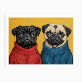 Pugs In Sweaters 5 Art Print