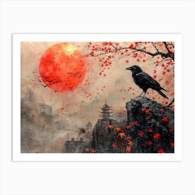 Crow On A Rock Art Print