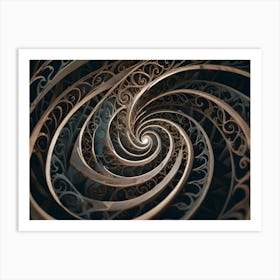 Intricate Spiral Design With Swirling Metallic Patterns, Resembling A Complex Labyrinth Art Print