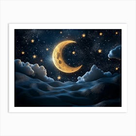 Moon And Stars Master Peace Art Print