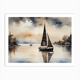 Sailboat Painting Lake House (27) Art Print