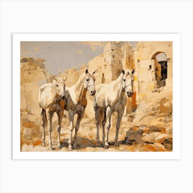 Horses Painting In Cappadocia, Turkey, Landscape 4 Art Print