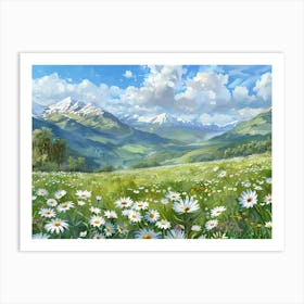 Daisies In The Meadow Art Print