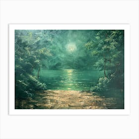 Moonlight Over The Lake Art Print