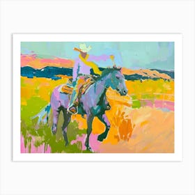 Neon Cowboy In Sonoran Desert Arizona 3 Painting Art Print