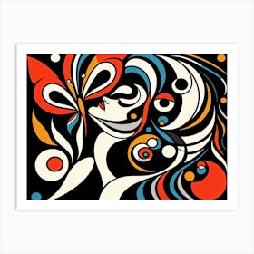 Vibrant & Dynamic Abstract Female Portrait with Butterfly Art Print