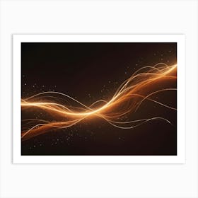 Abstract Image Of A Glowing, Golden Wave On A Dark Background Art Print