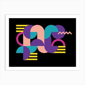 Memphis Pattern Retro Synthwave 80s Vintage Abstract Shapes Artwork 1 Art Print