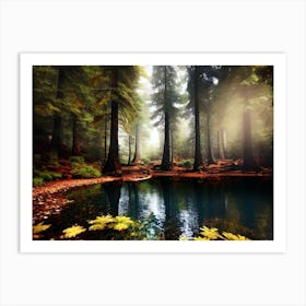 Pond In The Forest Art Print