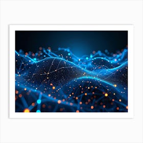 Abstract Digital Art Representing A Futuristic Ai Connection Network Datum Streams Intertwining In (4) Art Print