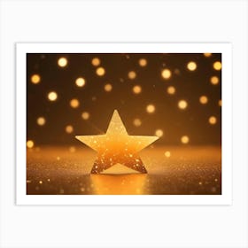 Abstract Image Of A Golden Star With A Sparkling Surface On A Gold Glitter Background Art Print