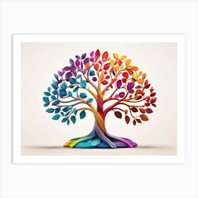 Default Stylized 3d Tree Of Life In Bright Rainbow Colors On A 1 Art Print