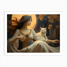 Art Nouveau Art Print with Girl Portrait Art Print